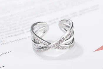 925 sterling silver módne lesklé crystal dámske'finger krúžky žien krúžok šperky veľkoobchod darček k narodeninám, svadobné