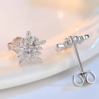 925 sterling silver módne lesklé crystal ice kvet dámy'stud náušnice ženy šperky žena Vianočný darček drop shipping