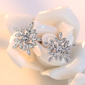 925 sterling silver módne lesklé crystal ice kvet dámy'stud náušnice ženy šperky žena Vianočný darček drop shipping