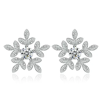 925 sterling silver módne lesklé crystal snowflake dámy'stud náušnice ženy šperky žena Valentína darček