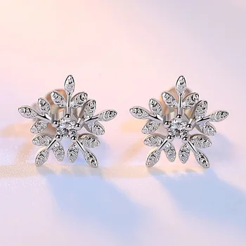 925 sterling silver módne lesklé crystal snowflake dámy'stud náušnice ženy šperky žena Valentína darček