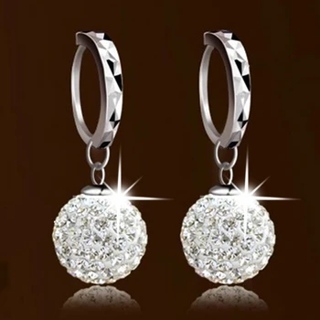 925 Sterling Silver Náušnice Ženy Ucho Šperky, Luxusné Cubic Zirconia Crystal Stud Náušnice Drahokamu Loptu Visiace Náušnice