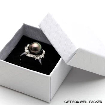 925 Sterling Silver Pearl Krúžky Prírodné Tahitian Čierna Perla, Strieborný Prsteň Nastaviteľné Kolo Pearl Krúžok pre ženy svadobný dar