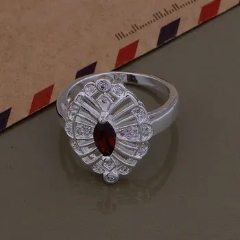 925 Sterling Silver Ring Módne Jewerly Krúžok Žien&Mužov Oválny tanier s červený kameň /ereanila ghaaoyha AR710