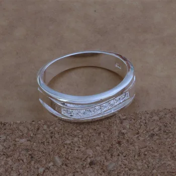 925 Sterling Silver Ring Módne Jewerly Krúžok Žien&Mužov Sklon pásu gem-set /dsjamjqa fifanzma AR048