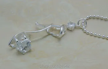 925 sterling silver Sen Popoluška sklo papuče náhrdelník.Módny náhrdelník dlhý sveter reťazca,
