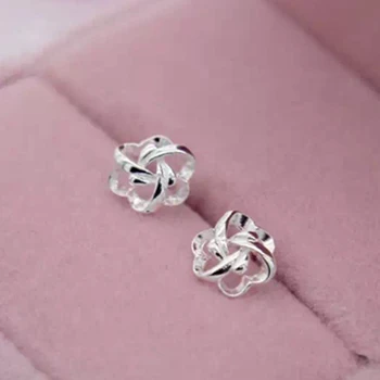 925 Sterling Silver Šperky dámske Jednoduché Línie Kvetinový Náušnice Jednotlivých Náušnice pre Ženy