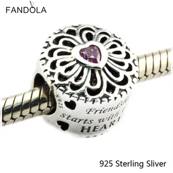 925 Sterling Silver Šperky, Láska a Priateľstvo, Ružová Pre Ženy Pôvodné Kúzlo Korálky Hodí Fandola Náramky CKK
