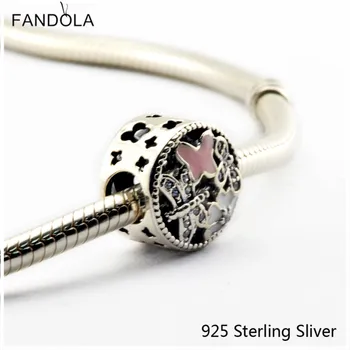 925 Sterling Silver Šperky So Jasné Biele A Ružové Smalt Pôvodné Kúzlo Korálky Hodí Fandola Náramky CKK