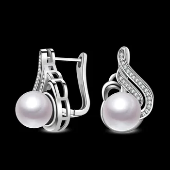925 sterling-striebro-šperky, náušnice jednoduché Imitácia pearl náušnice pre ženy šperky darček ed54 boucle d'oreille brincos para