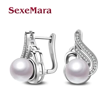 925 sterling-striebro-šperky, náušnice jednoduché Imitácia pearl náušnice pre ženy šperky darček ed54 boucle d'oreille brincos para