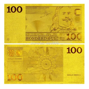 .999 Zlato, Bankovky Plastický 1973 Rok Holandsko 100 Guldenu Plavidlá Dary