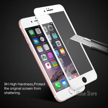 9H Tvrdeného Skla na Celej Obrazovke Mäkké Okraje Pre Apple iPhone 6 6 7 Plus 4.7 palcový 5.5 palcový Displej Chránič Film pelicula de vidro