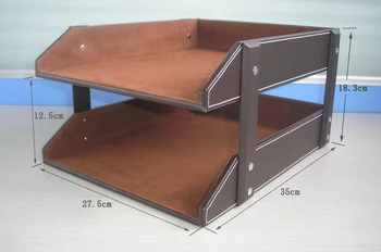 A4 dvojvrstvové odnímateľný dreva, kože, písací stôl podanie zásobník box office organizátor prípade dokumentu nádoby hnedej 212B