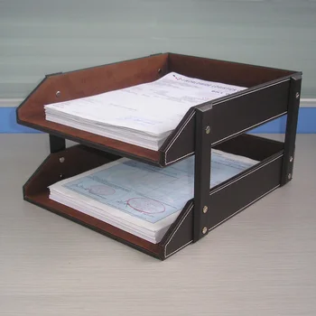A4 dvojvrstvové odnímateľný dreva, kože, písací stôl podanie zásobník box office organizátor prípade dokumentu nádoby hnedej 212B