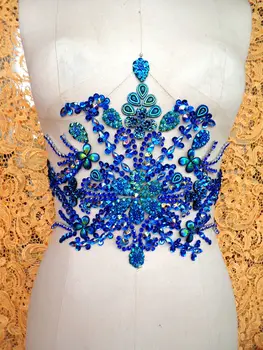 A89 35*22 cm ručne vyrábané hlboké modré šiť na Kamienkami nášivka kryštály záplaty pre top šaty, sukne pásu