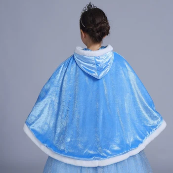 ABGMEDR Značky Deti Vianočné Oblečenie Dievčatá Elsa Princezná Flitrami Šaty Deti Teplé Modré Plášť Elsa Kráľovná Cosplay Kostým