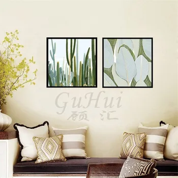 Abstrakt akvarel vstupnej chodby, spálne, záhradné dekorácie lete kaktus zelená rastlina Modulárny obrázky
