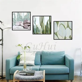 Abstrakt akvarel vstupnej chodby, spálne, záhradné dekorácie lete kaktus zelená rastlina Modulárny obrázky