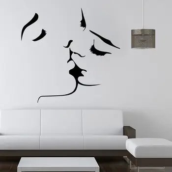 Abstrakt Láska Bozk Patten Wall Art Nálepky Vinyl Odtlačkový nástenná maľba Spálňa Domova Obývacia Izba vinilos paredes dekorácie KW-155