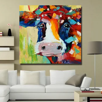 Abstrakt Olej Farba Krava Maľovanie na Plátno Veľké Nástenné Obrazy pre Obývacia Izba Decor Č Rámom a S Rámom Zvierat Umenie