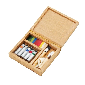 ABWE Najlepšie Predaj 1:12 Miniatúrne Pigment Box Art Box pre Maľovanie domček pre bábiky, Dekorácie Príslušenstvo