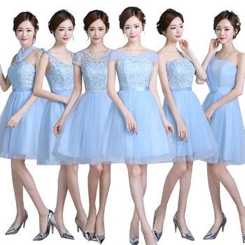 ADEWEL Roztomilé Modré Ženy Letné Krátke Oka Čipky Party Šaty Svadobné Nosiť Šaty krátke zvláštne príležitosti šaty