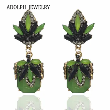 ADOLPH Šperky Nový Vintage Módne Náušnice Zelený Kvet Crystal Kameň Stud Náušnice Pre Ženu, Darček