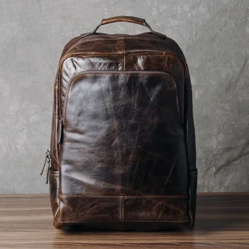 AETOO Retro olej, vosk mužskej kože batoh batoh taška head vrstva cowhide jednoduché počítačové taška na voľný čas cestovanie
