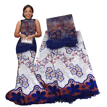 Africké Bazin riche vyšívané textílie vysokej kvality 2017 Bazin riche getzner 5 metrov + 2 metrov čistý čipky s guipure čipky textílie