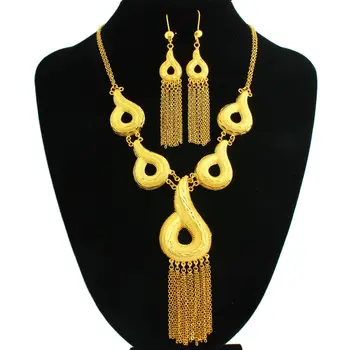 Africké/Etiópskej Šperky Set 24K Zlata Farba Náhrdelník/Náušnice Šperky Afriky/Nigeria/arabčina Svadobné Svadobné Šperky Sady