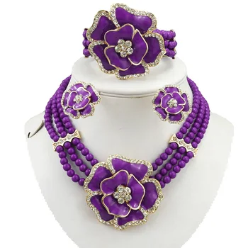 Africké perličiek šperky sady zlaté šperky nastaviť veľkoobchod šperky sady ženy módny náhrdelník perličiek náhrdelník