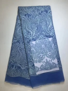 Africké Čipky Textílie Čierne Africké Guipure Čipky textílie s Flitrami Vysokej Kvality francúzskej Čipky Sequin Textílie D19882