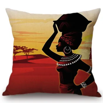 Afrika Maliarske Umenie Afriky Dojem, Exotické Dekorácie Štýl Gauč Hodiť Vankúš Bavlnená Posteľná Bielizeň Olejomaľba Vankúš