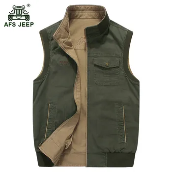 AFS JEEP 2017 Super veľká veľkosť M-8XL mužov jeseň čistej bavlny armády vesta bunda muž jar bežné značky vesty tričká kabát