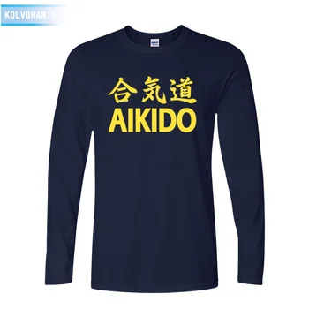 Aikido Vytlačené Mens T Tričko Fashion 2017 Jeseň Nové Dlhý Rukáv O Krk Bavlna Swag T-Tričko Tee košele Camisetas Hombre Tshirts