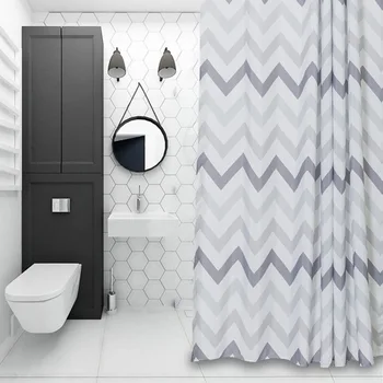 Aimjerry Pruhované, Bielo-Čierno Londýne Vaňou, Kúpeľňa Textílie Sprchový Záves s 12 Háčiky 71Wx71H Nepremokavé a Mildewproof