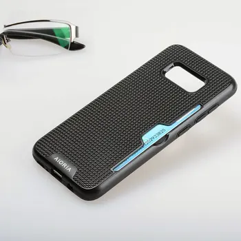 AIORIA Shockproof obal pre Samsung Galaxy S8 credit card design Textilné Štýl PC s Flexibilným Hrubé TPU Materiálu zahŕňa
