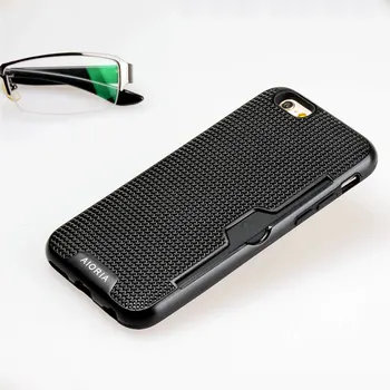 AIORIA Shockproof puzdro pre iPhone 6 6S credit card design Textilné Štýl PC s Flexibilným Hrubé TPU Materiálu zahŕňa