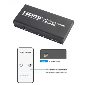 AIXXCO HDMI 2x2 Splitter/Prepnúť 3D 1080P Zosilňovač HDMI Prepínač 2 v 2 v ýstup HDMI Prevodník adaptér Pre HDTV ps3, ps4 XBOX