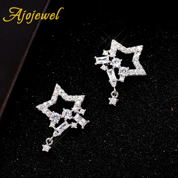 Ajojewel Mosadz Micro Pave Cubic Zirconia Star Stud Náušnice Pre Ženy Elegantné Šperky Veľkoobchod