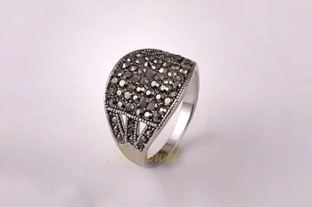 Ajojewel Značky Najnovšie Pripraviť Black Drahokamu Vintage Šperky Prstene Pre Ženy