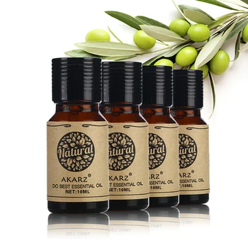 AKARZ Slávnej značky Vetiver Strúčik Jasmine Levanduľový esenciálny olej Pack Pre Aromaterapia, Masáže,Kúpele, Kúpele 10 ml*4