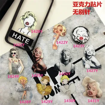 Akryl Odznak Marilyn Monroe kostýmy BadgeAccessory pre Šatku Pin Up Elegantný lady Golier Punk XZ07