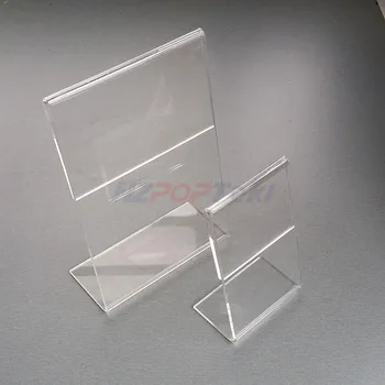 Akryl T1.3 mm Vertikálne Jasné Tvaru L Plastová Tabuľka Prihlásiť Cena Štítok Displej Papier Podpora Držiteľov Karty Stojí 20pcs