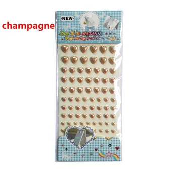 Akryl šampanské pearl Srdce Nálepky Samolepiace deti hračky Mobilný telefón shell Notebook, dekorácie, nálepky Deti darčeky