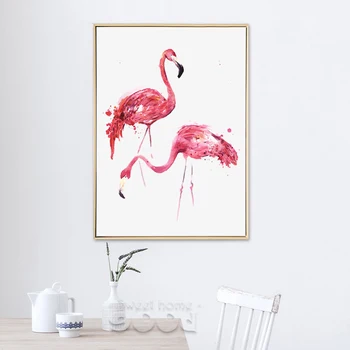 Akvarel Flamingo Plátno Art Print Maľovanie Plagátov, obrazov na Stenu pre Domáce Dekorácie, Giclee Tlač Nástenných Dekorácií S16009