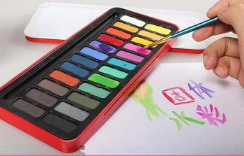 Akvarelové Farby 24colors/set Pevné Guache Farba prípade Prenosné Perfektné Vonkajšie Maľovanie Pigment Deti Darček Umelecké potreby AGW024