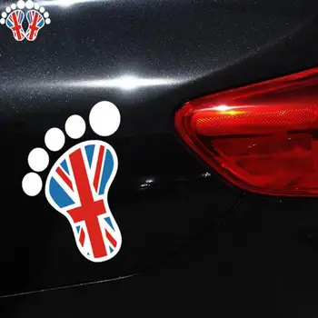 Aliauto Reflexné Funny Auto Nálepky A Otlačkom Britskou vlajkou stopy nohy Príslušenstvo pre Mini cooper Toyota Volkswagen Honda
