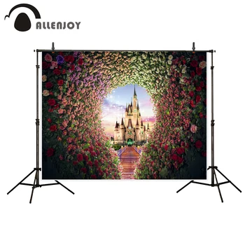 Allenjoy fantasy fotografie rekvizity svadobné fotografie pozadí hrad kvety most estetické zázemie pre fotografické štúdio